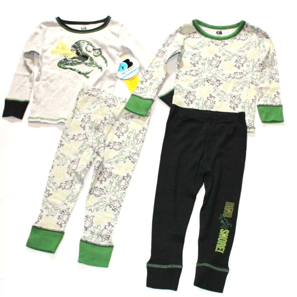 Only Boys Toddler Boy's Dinosaur Sleepwear Pj's Pajama Set 4 Pcs. Size 2T NEW